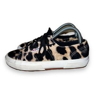 Superga Velvet Leopard Sneakers Brown/Black/Cream S00DKM0 Women's 7.5